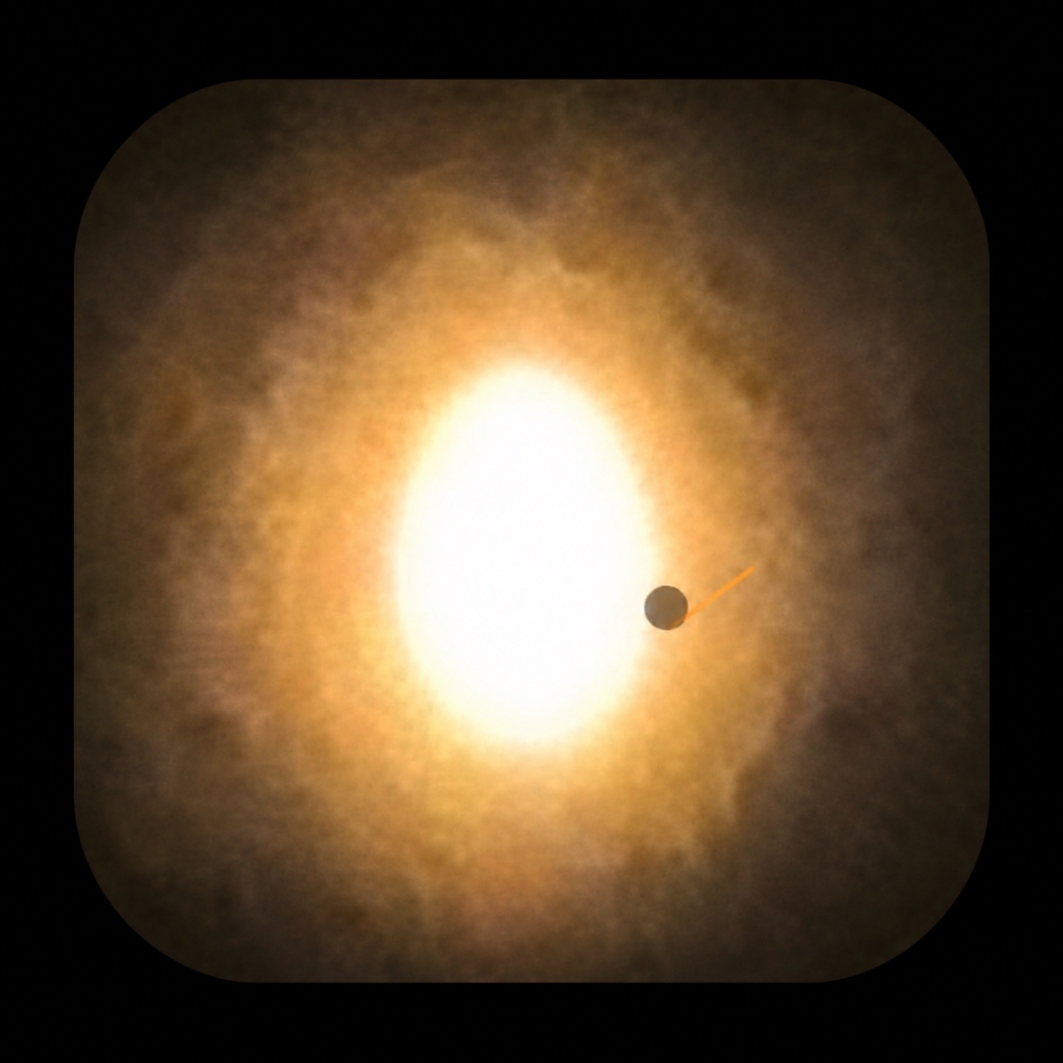 Original Mystical Orb of Light photograph: a bright glowing orb with a smaller dark circular feature to its right